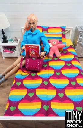 12" Fashion Doll Rainbow Hearts Bedding Sets by Dress that Doll - 2 Styles