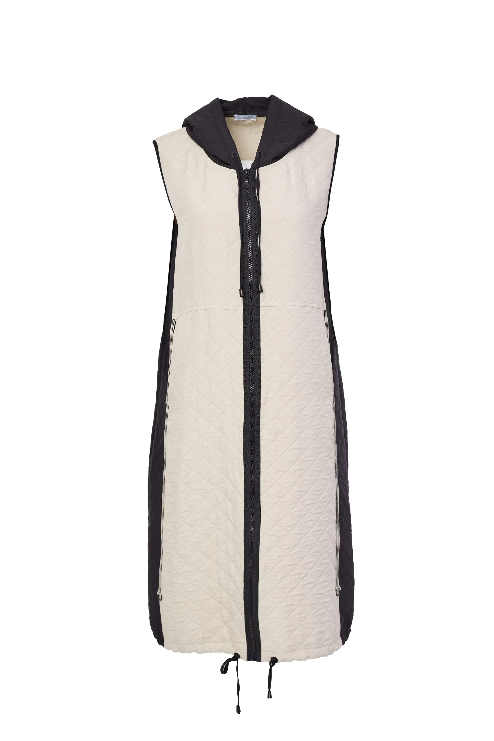 187- Naya Square Jacquard Gilet- Black & Sand