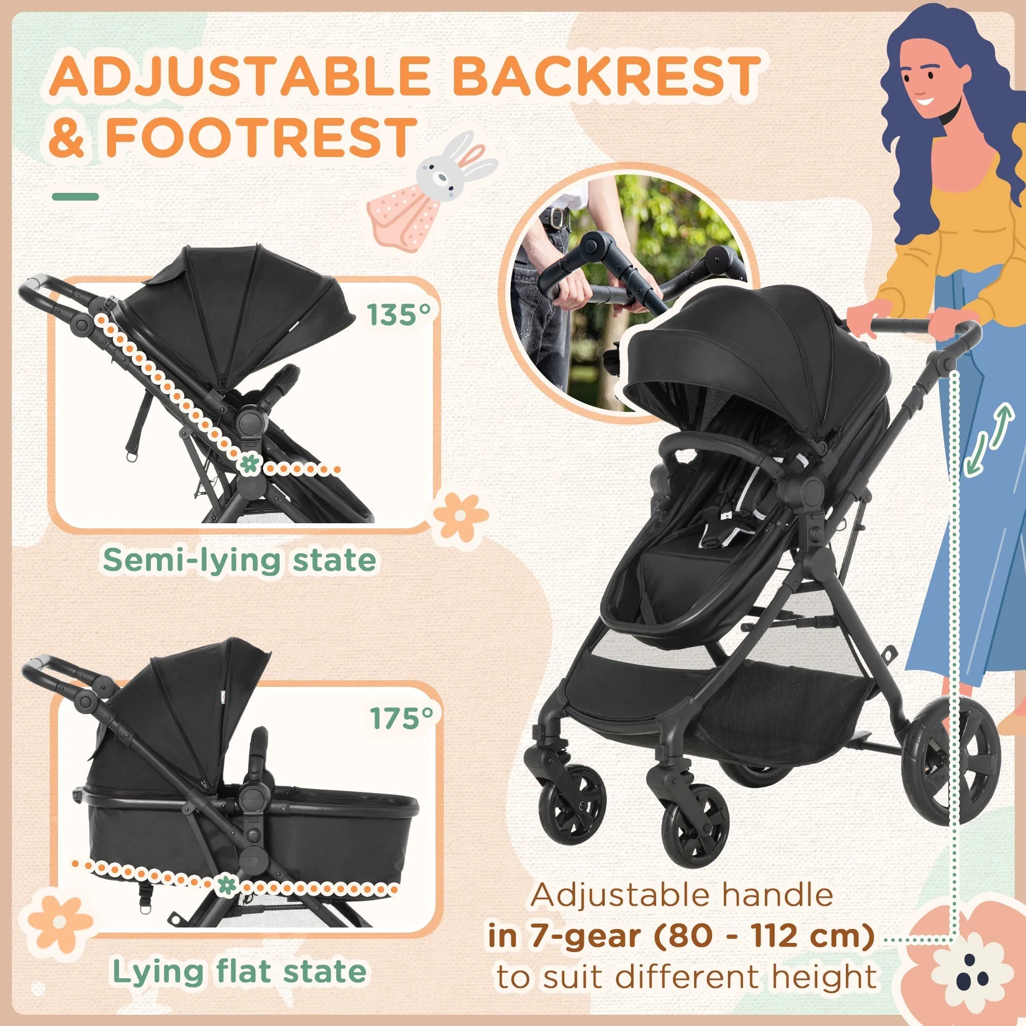 2 in 1 Lightweight Pushchair w/ Reversible Seat