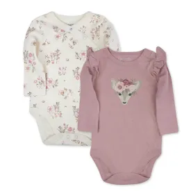 2-Pack Organic Cotton Long Sleeve Bodysuit in Deer Print