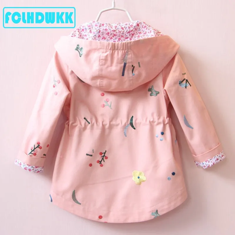 2021 Spring Autumn Girls Windbreaker Coat Jackets Baby Kids Flower