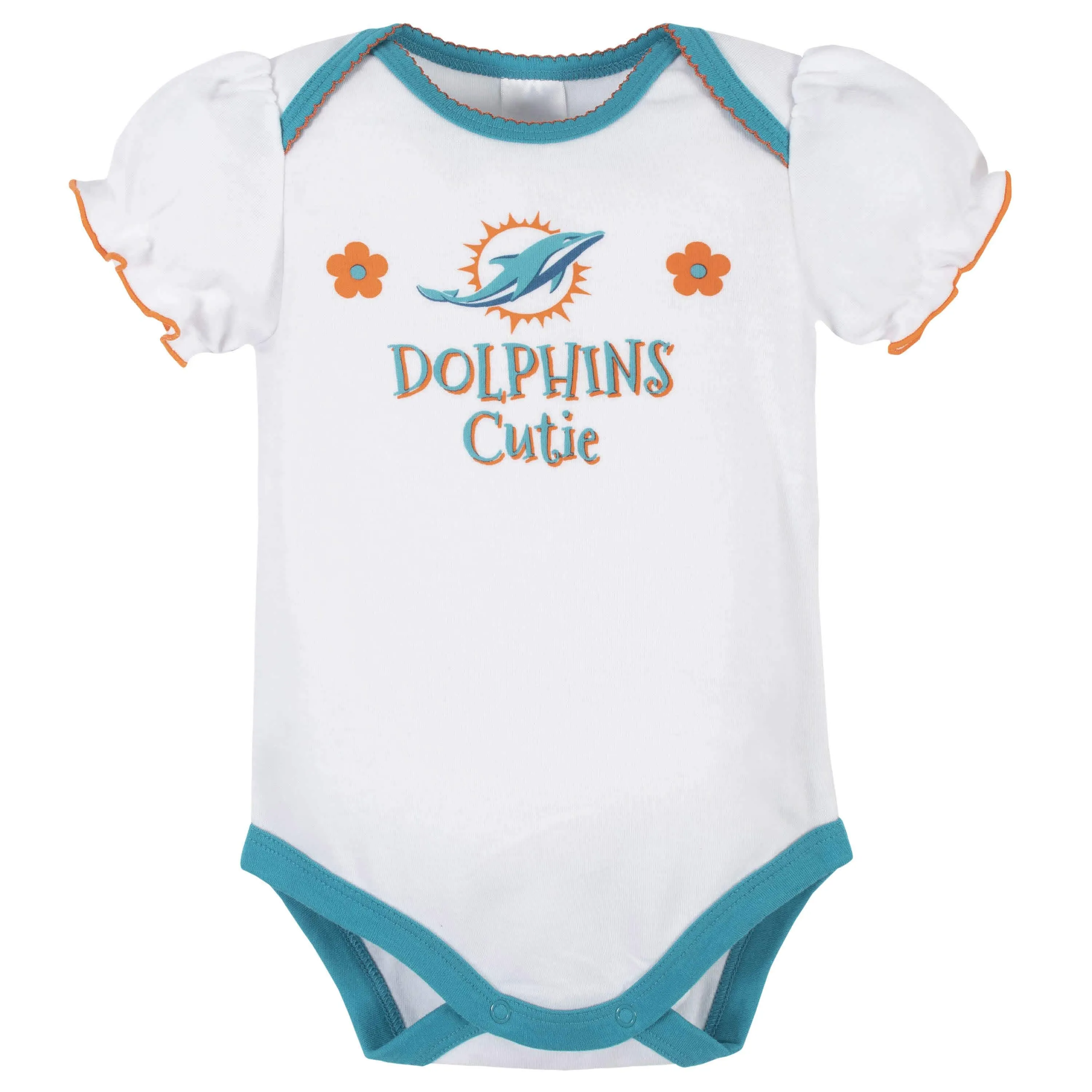 3-Pack Baby Girls Miami Dolphins Short Sleeve Bodysuits