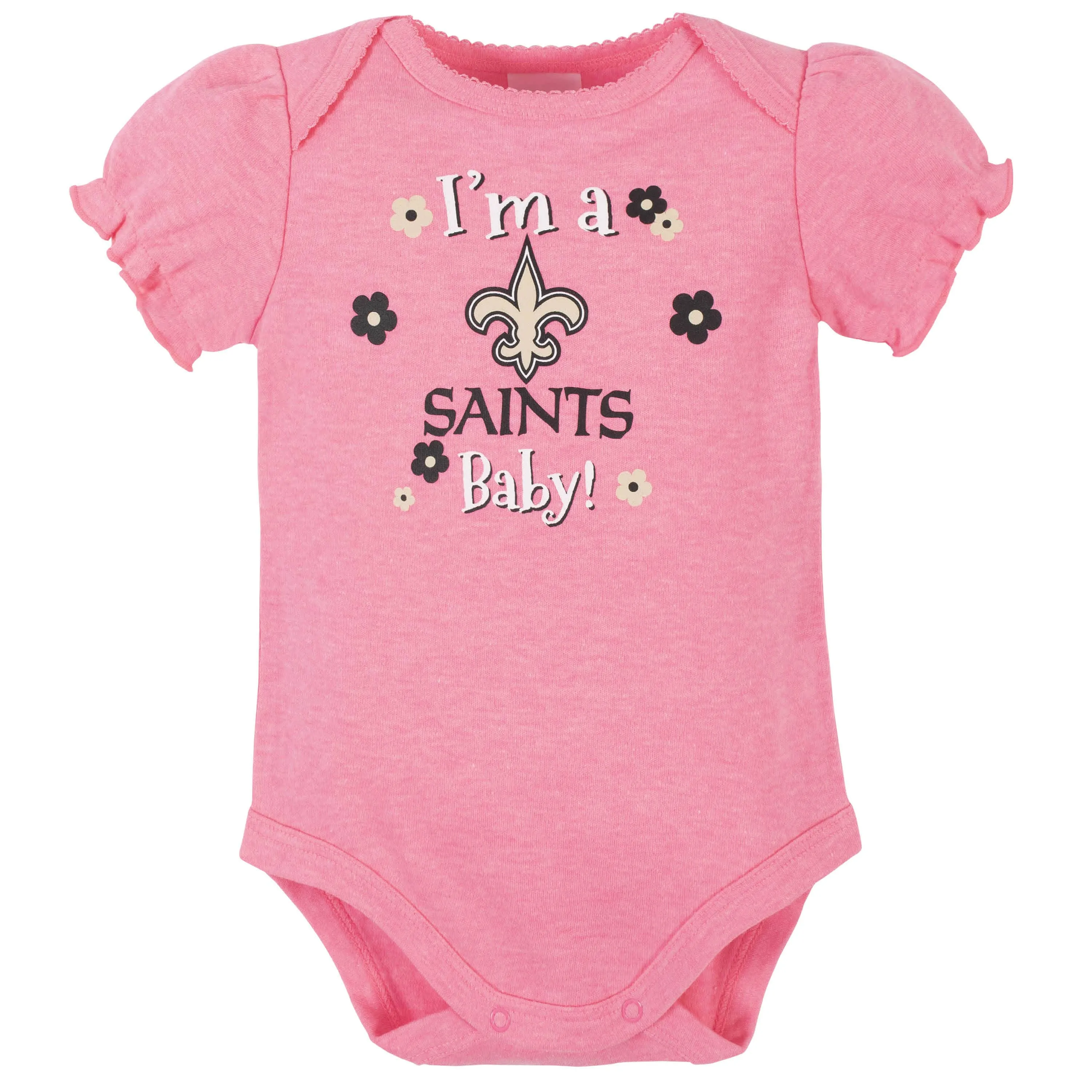 3-Pack Baby Girls New Orleans Saints Short Sleeve Bodysuits