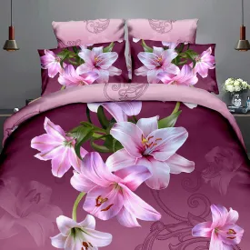 3Pcs Queen Size Luxury 3D Rose Bedding SetS Red Color Bedclothes Comforter Cover Set Wedding Bed Duvet Quilt Cover Pillowcase