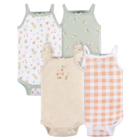 4-Pack Baby Girls Picnic Sleeveless Onesies® Bodysuits