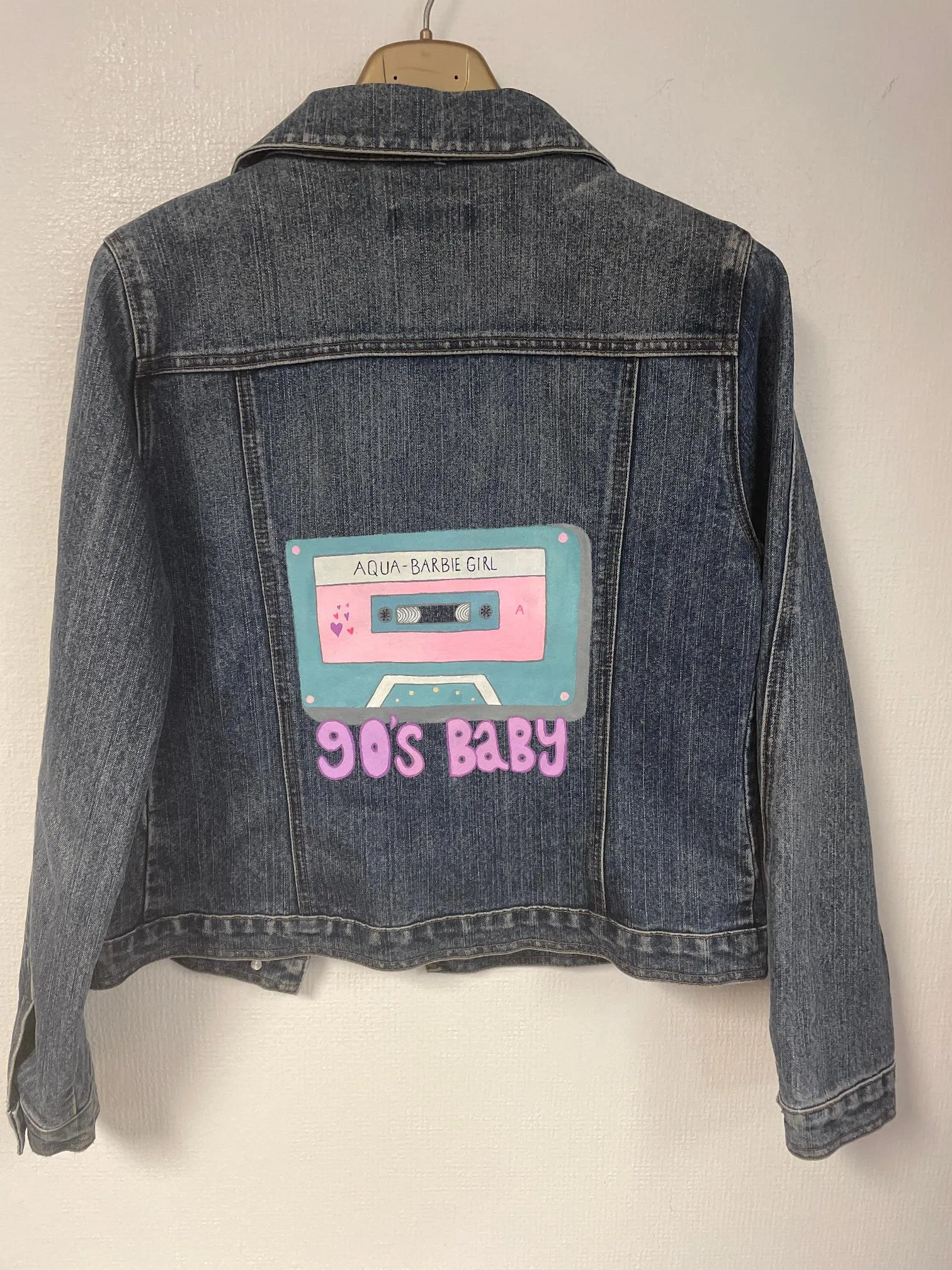 90s baby graphic painted denim jacket, Poprocks & Coats, Size 10, 12, 14