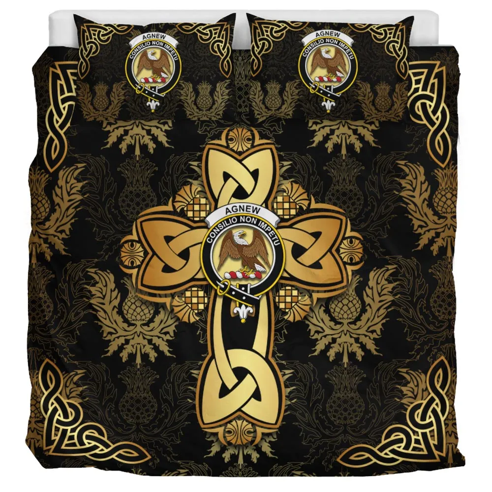 Agnew Clan Bedding Sets Gold Thistle Celtic Style