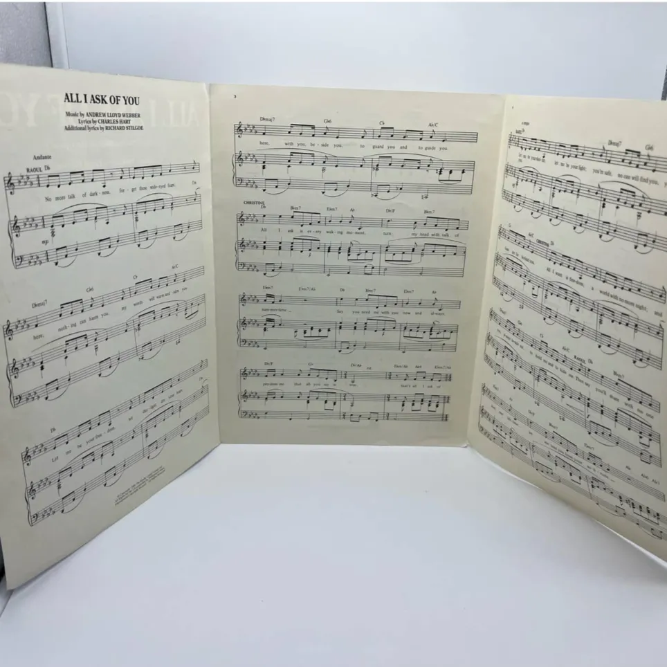 All I Ask of You Phantom of the Opera vintage sheet music