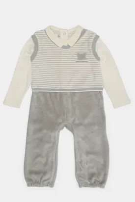 Baby Grey Collared Romper Suit