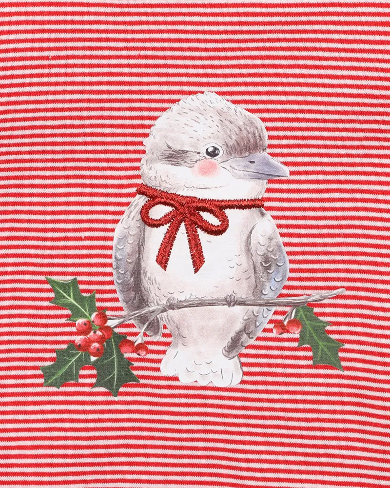 Bebe Christmas Kookaburra Bodysuit - Red Stripe