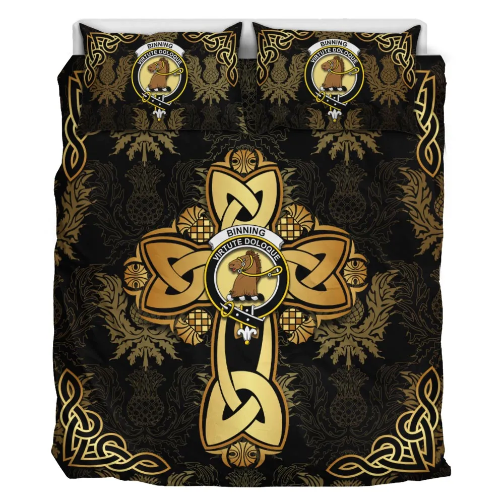 Binning Clan Bedding Sets Gold Thistle Celtic Style