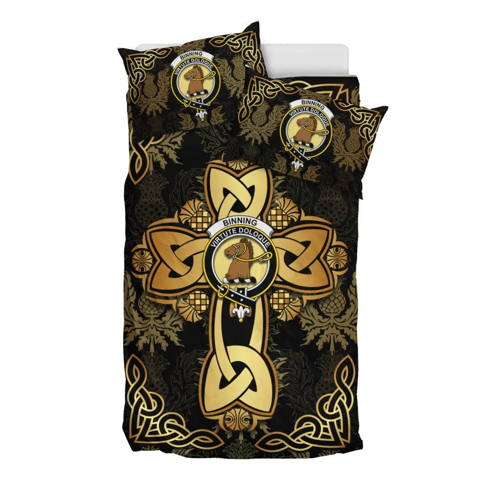 Binning Clan Bedding Sets Gold Thistle Celtic Style