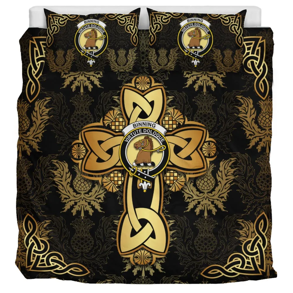 Binning Clan Bedding Sets Gold Thistle Celtic Style