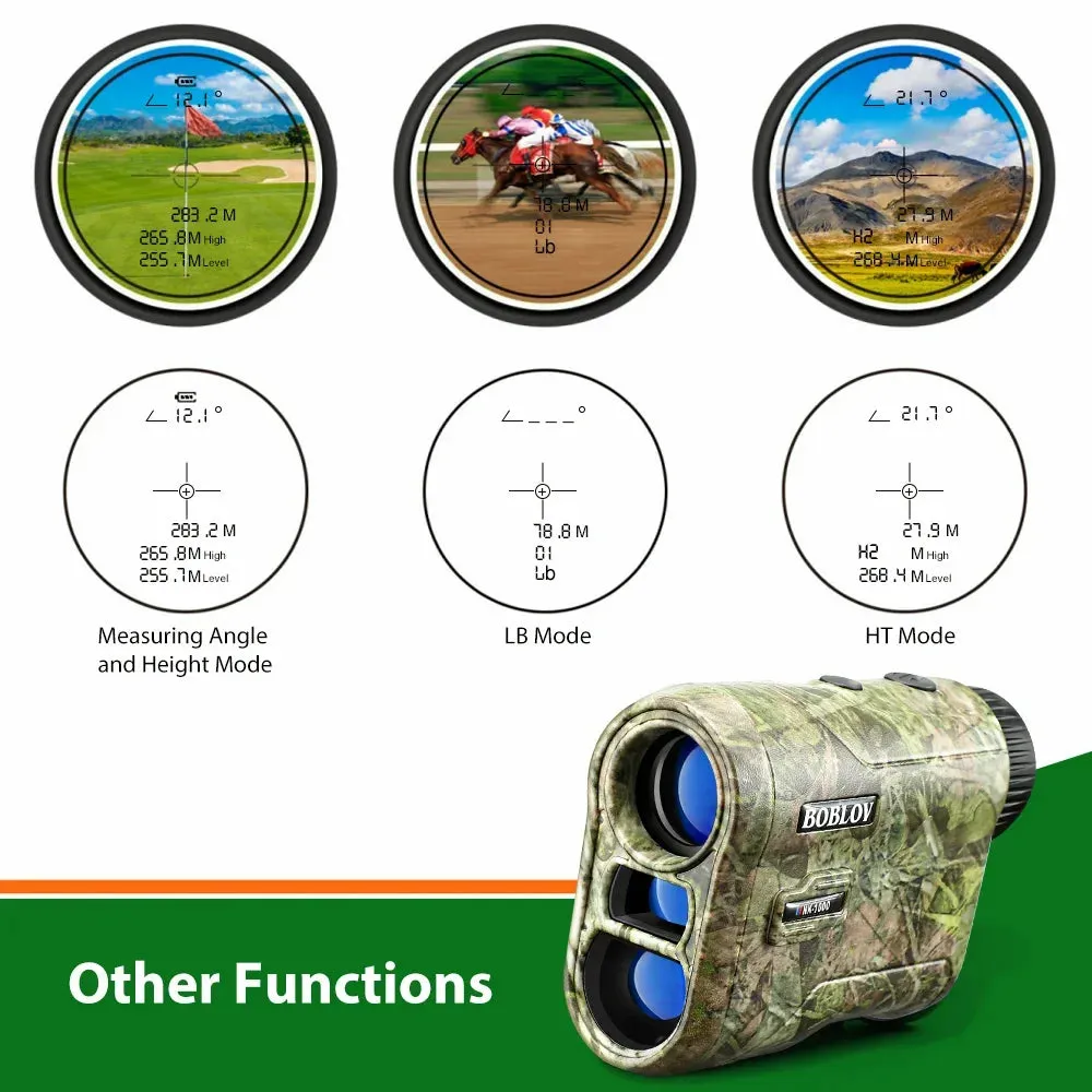 BOBLOV NK-1000 Waterproof Hunting Rangefinder 6.5X Magnification Flag-locking Range Finder Laser Distance Meter for Golf Sport