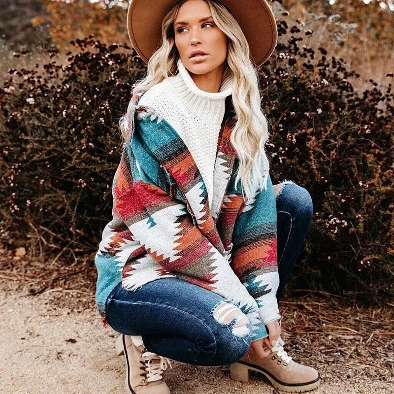 Boho Vintage Denim Print Jacket