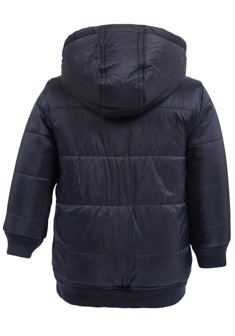 Boys Minoti Navy Hooded Quilted Soft Fleece Lined Warm Winter Coat