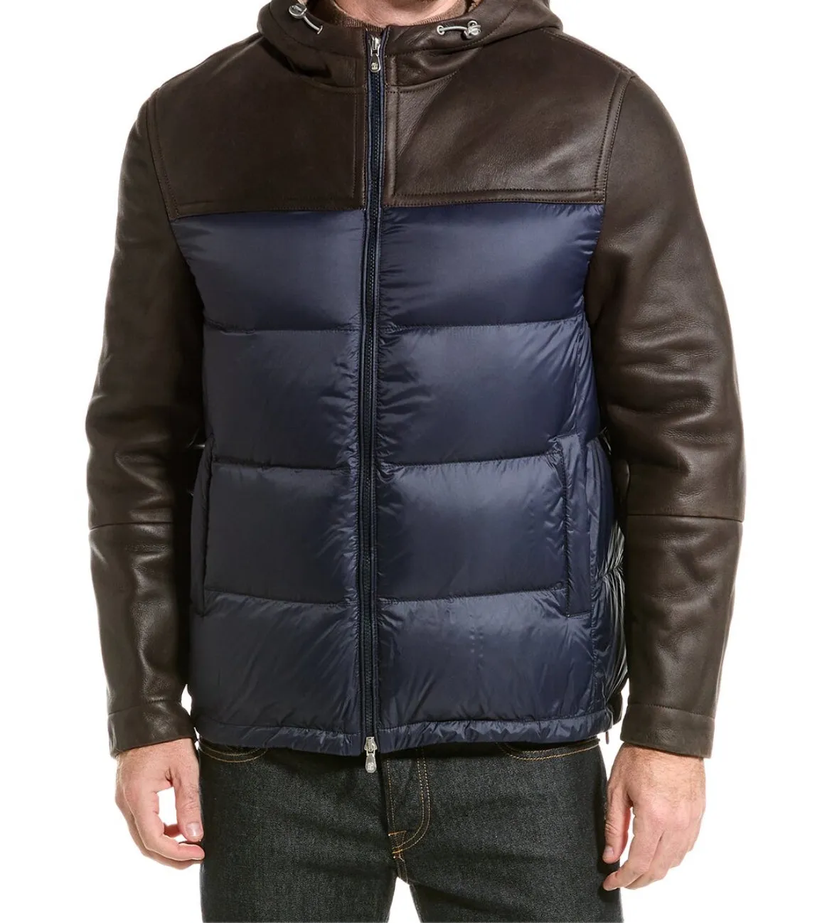 Brunello Cucinelli Outerwear Jacket In Brown & Blue