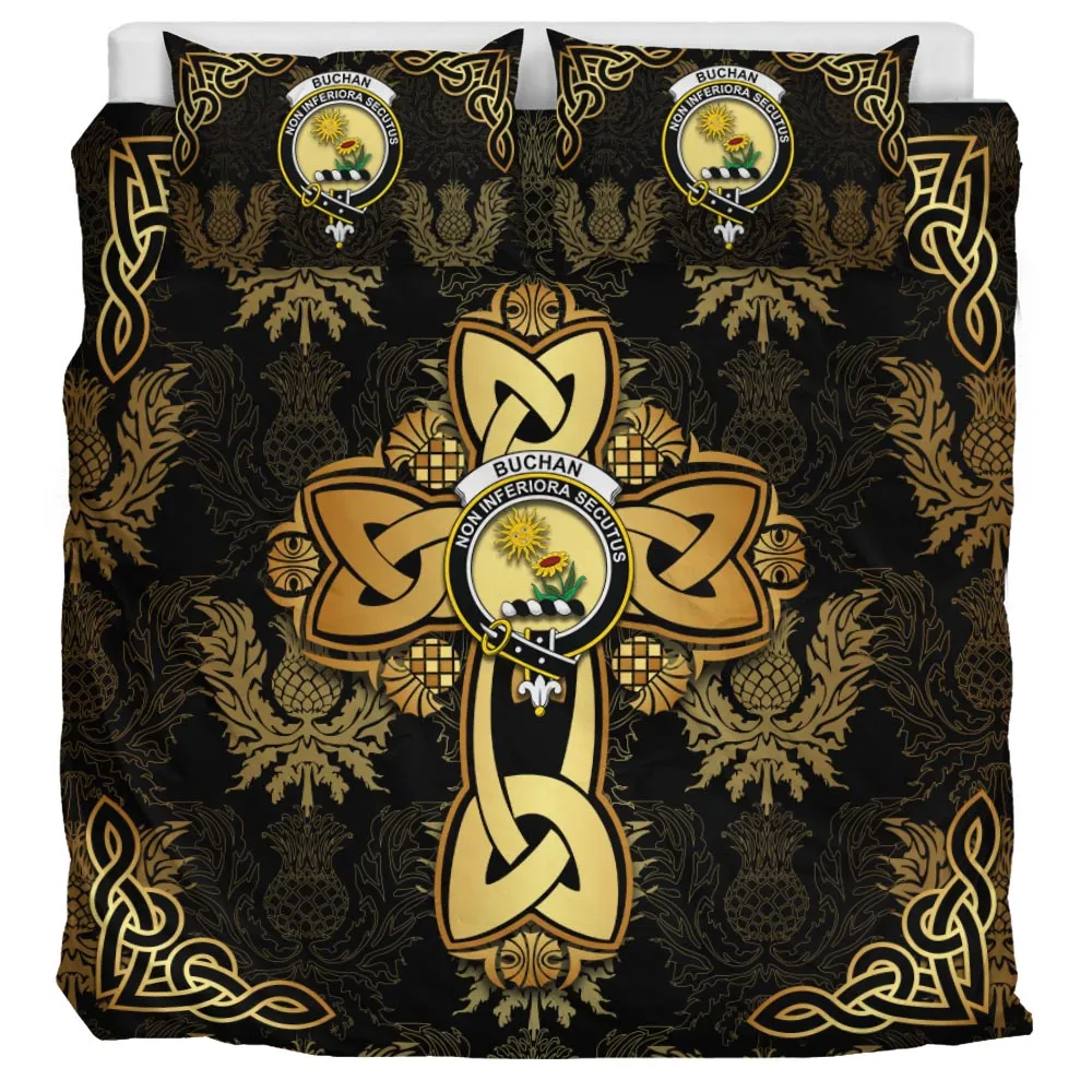 Buchan Clan Bedding Sets Gold Thistle Celtic Style