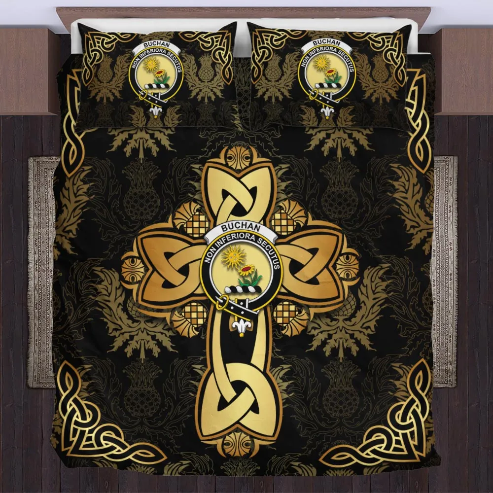 Buchan Clan Bedding Sets Gold Thistle Celtic Style