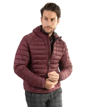 Burgundy Hooded Wadded Jacket