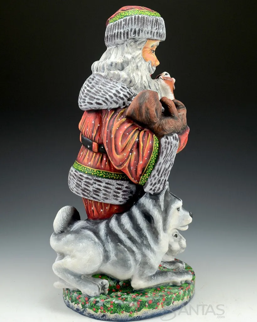 Carved Russian Santa with Alaskan Animals