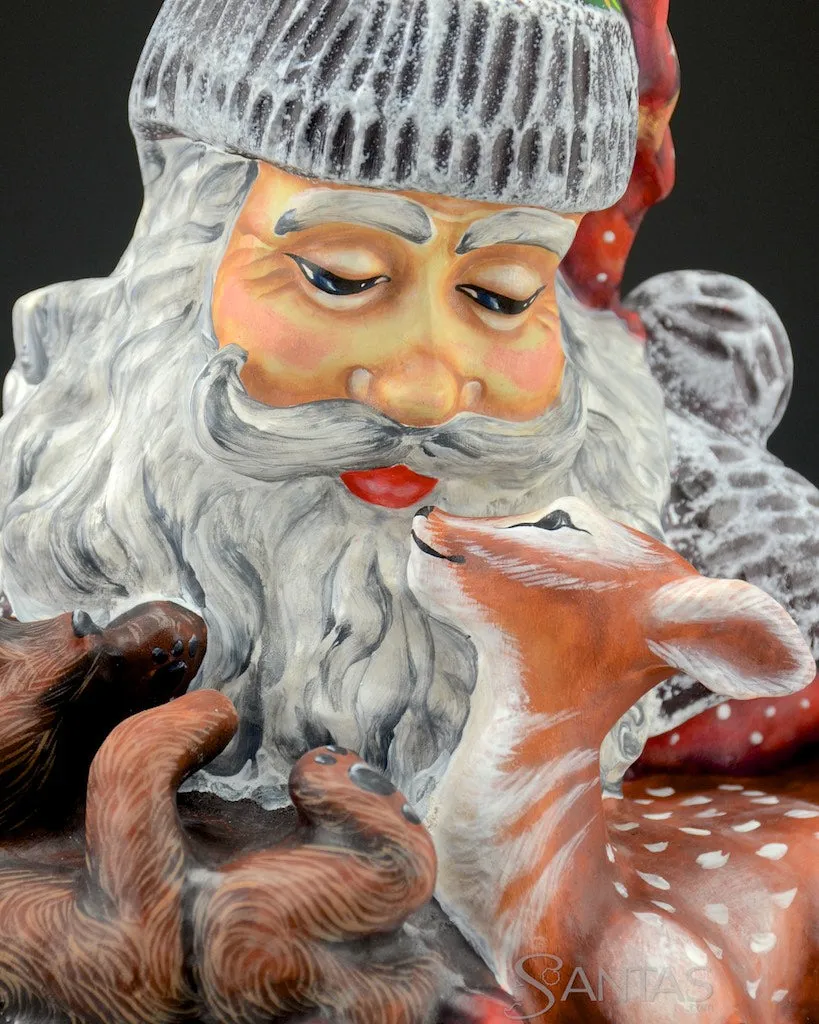 Carved Russian Santa with Alaskan Animals