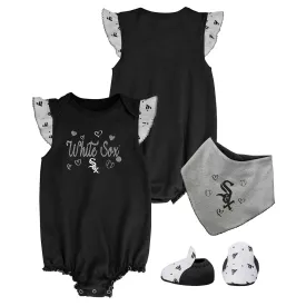 Chicago White Sox Newborn Girls Home Plate Bib Bootie & Creeper Set