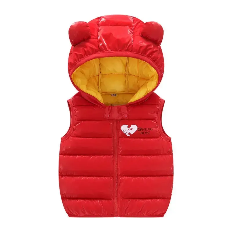 Children Sleeveless Hooded Warm Vest