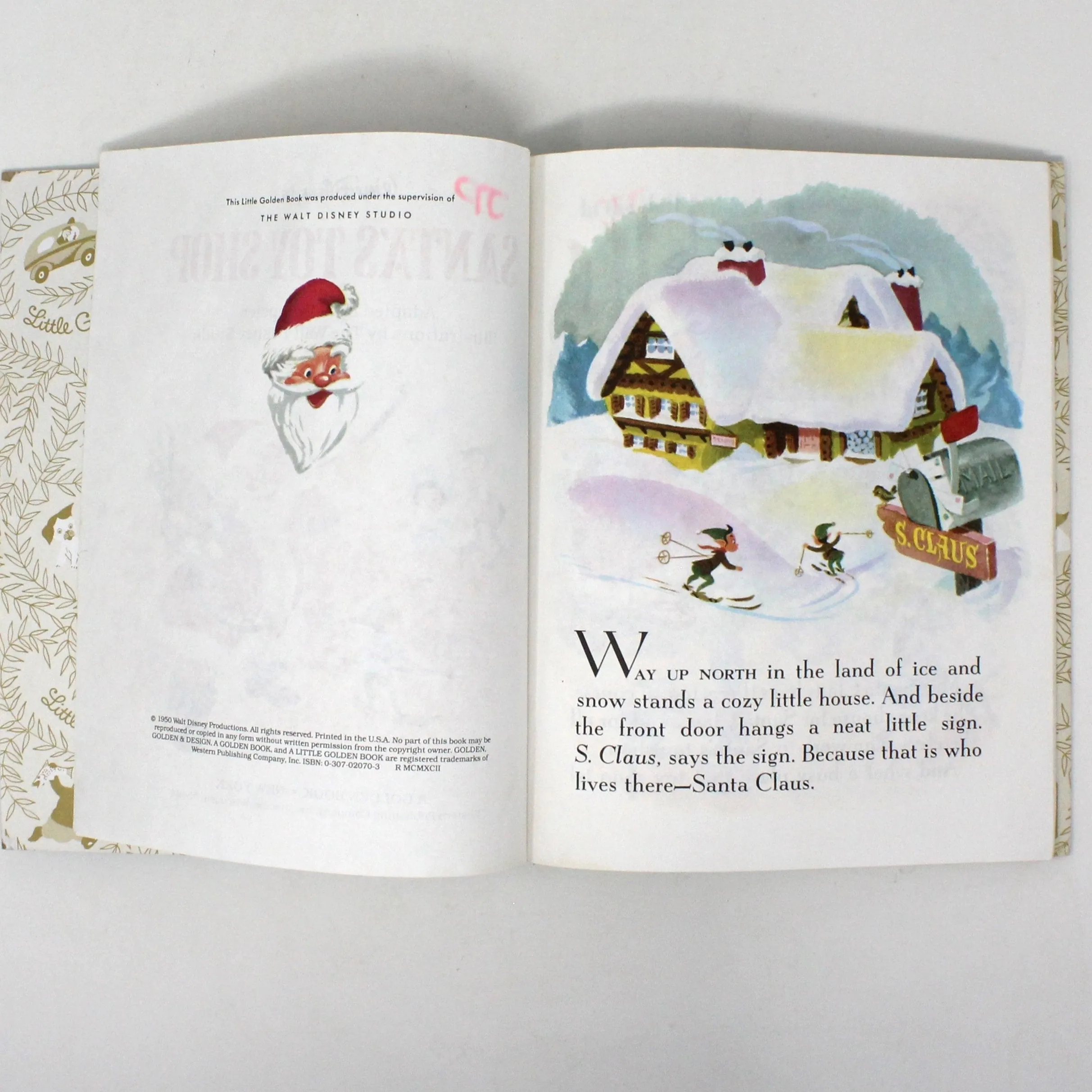 Children's Book, Little Golden Book, Disney's Santa's Toy Shop, Hardcover, Vintage 1992