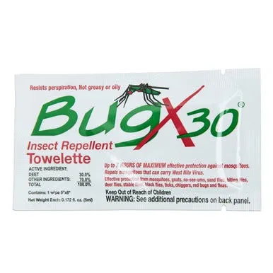 Coretex BugX30 Deet Insect Repellent Towelettes 300/Case 12643