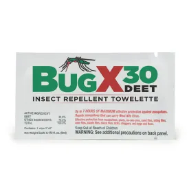 Coretex BugX30 Insect Repellent Towelettes 100/Box 12642