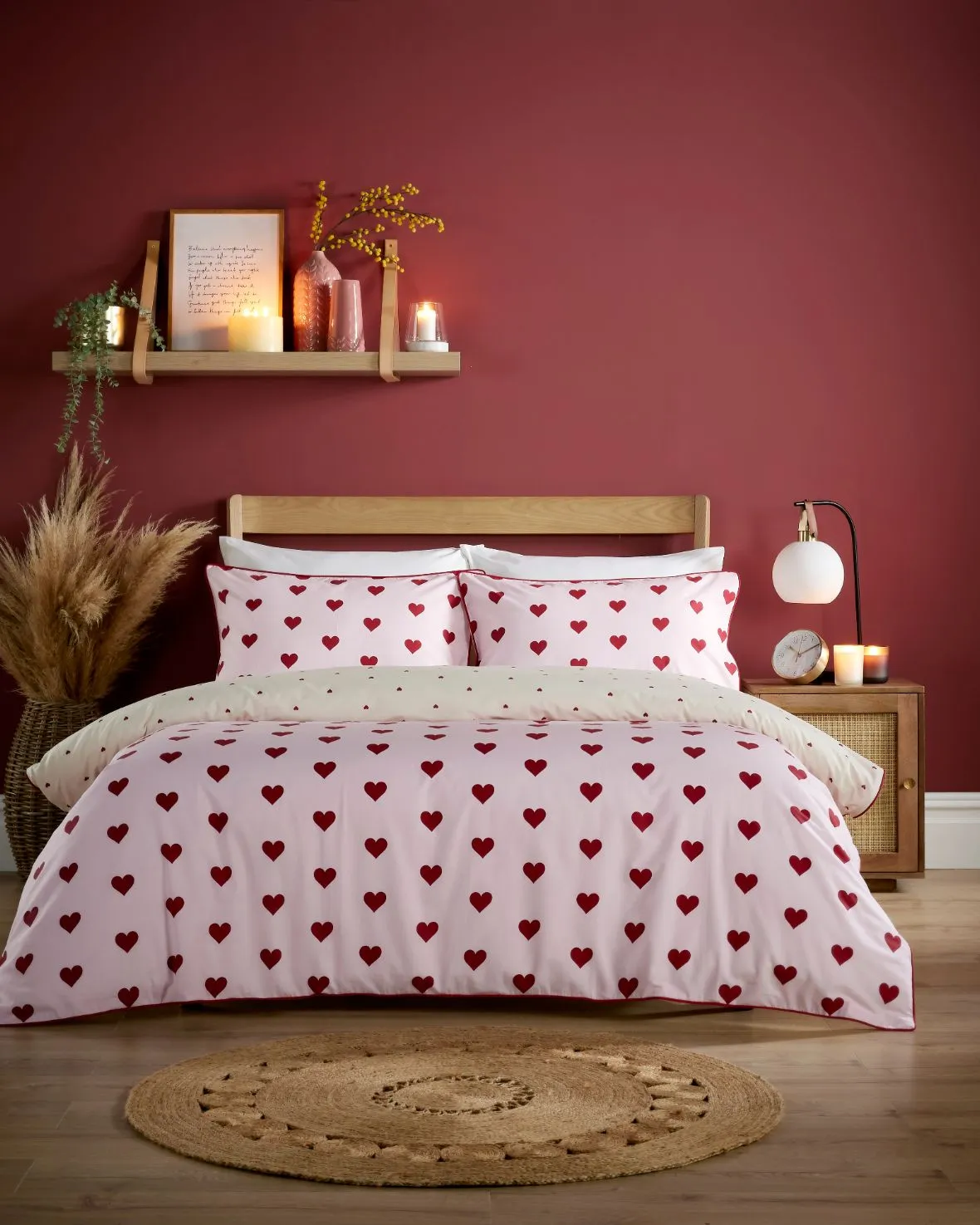 Cotton Heart Spot Print Bedding Set