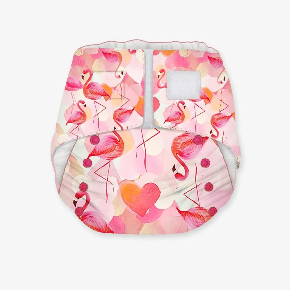 CRAZY DEAL Heart Flamingo - Newborn Bliss Cloth Diapers for 0-3 Month