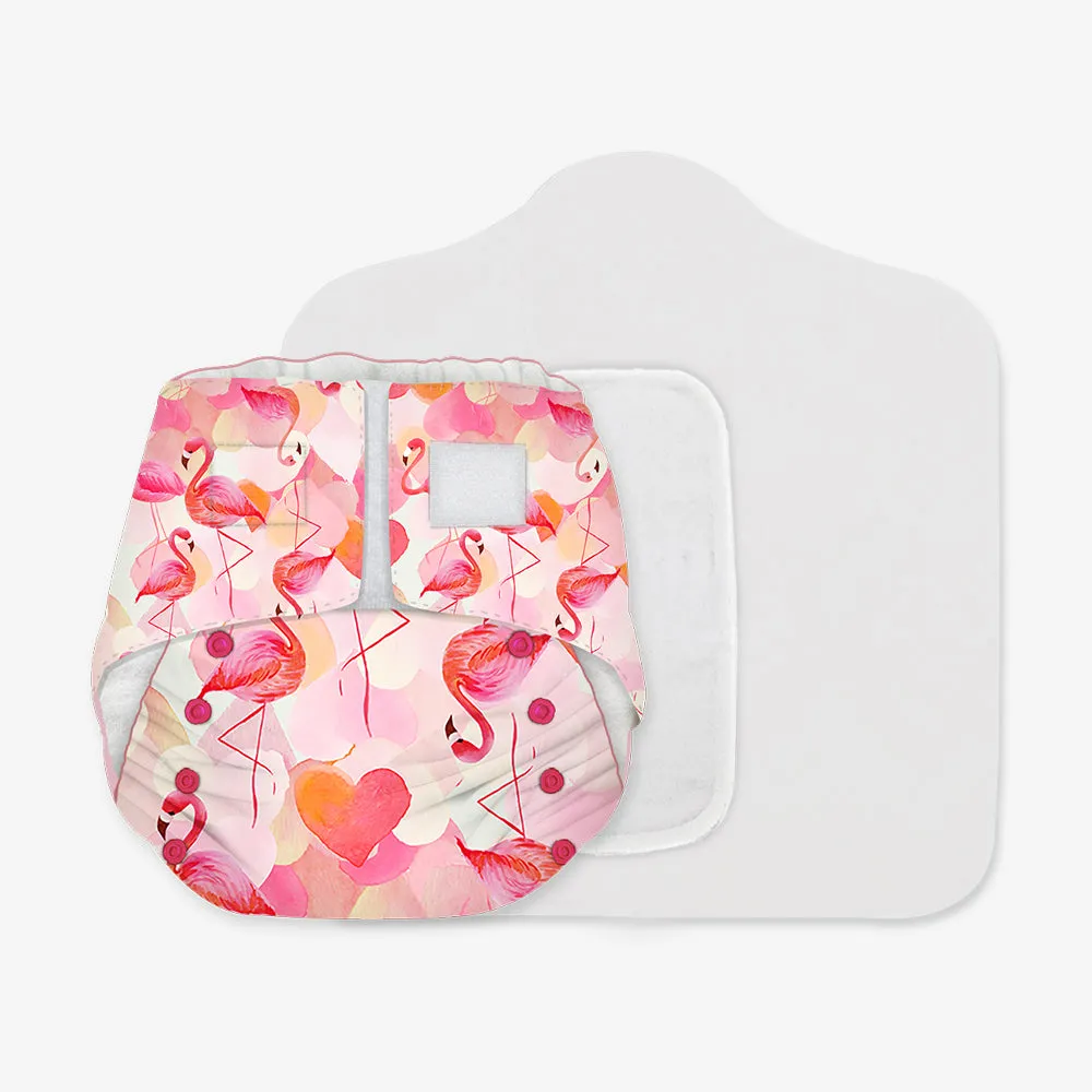 CRAZY DEAL Heart Flamingo - Newborn Bliss Cloth Diapers for 0-3 Month