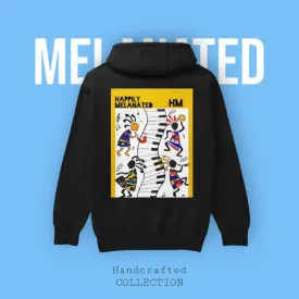 Cultural Streetwear Pullover Hoodie, Hand-Drawn Tribal Music Art