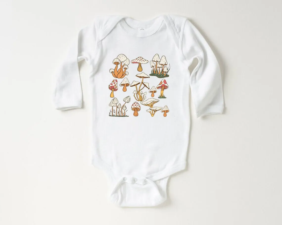 Cute Baby Onesies - Cute Mushroom Neutral Gender - Announcement Newborn Gift for Baby Shower Gift