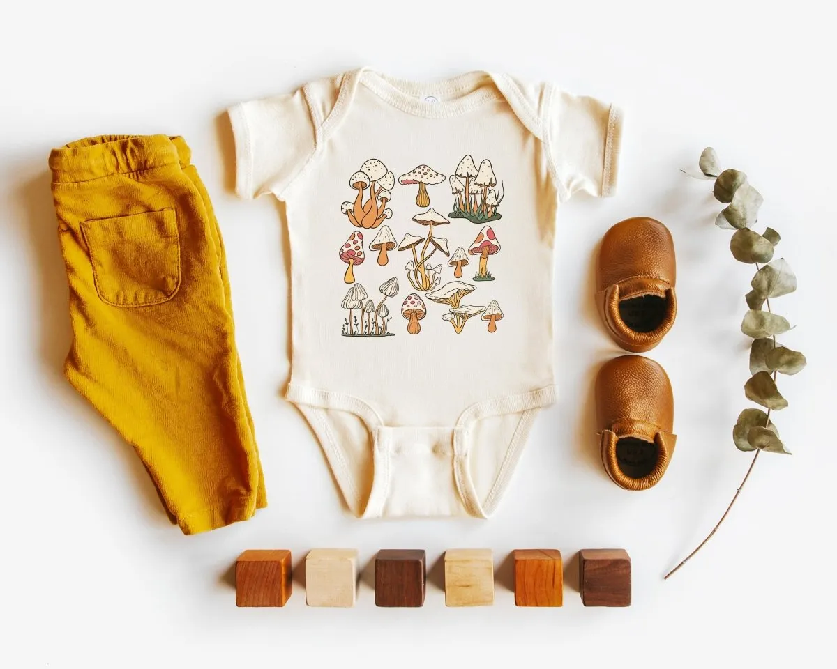 Cute Baby Onesies - Cute Mushroom Neutral Gender - Announcement Newborn Gift for Baby Shower Gift