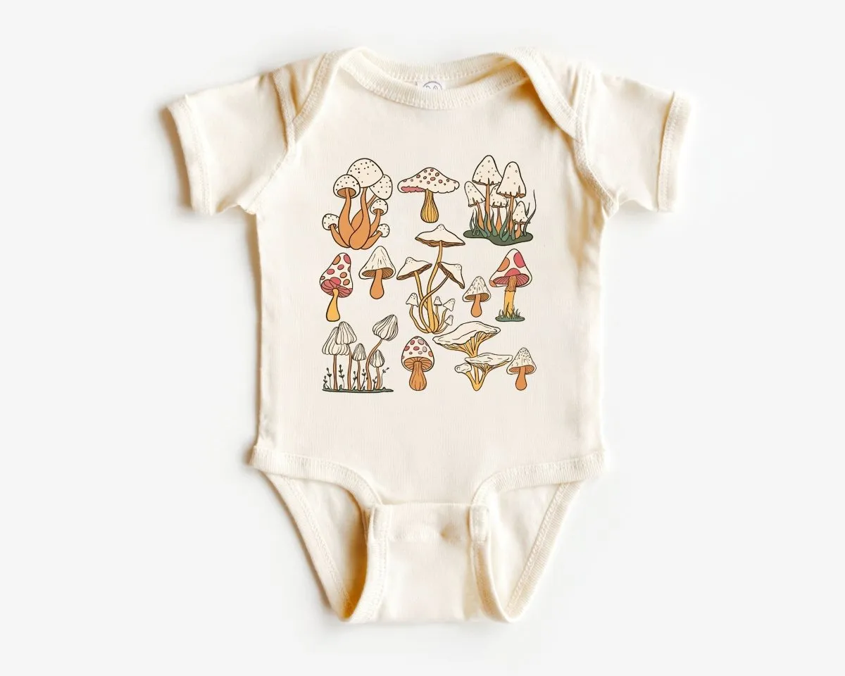 Cute Baby Onesies - Cute Mushroom Neutral Gender - Announcement Newborn Gift for Baby Shower Gift