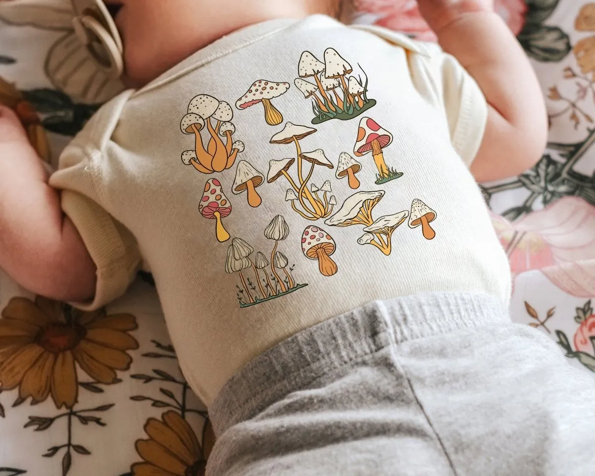 Cute Baby Onesies - Cute Mushroom Neutral Gender - Announcement Newborn Gift for Baby Shower Gift