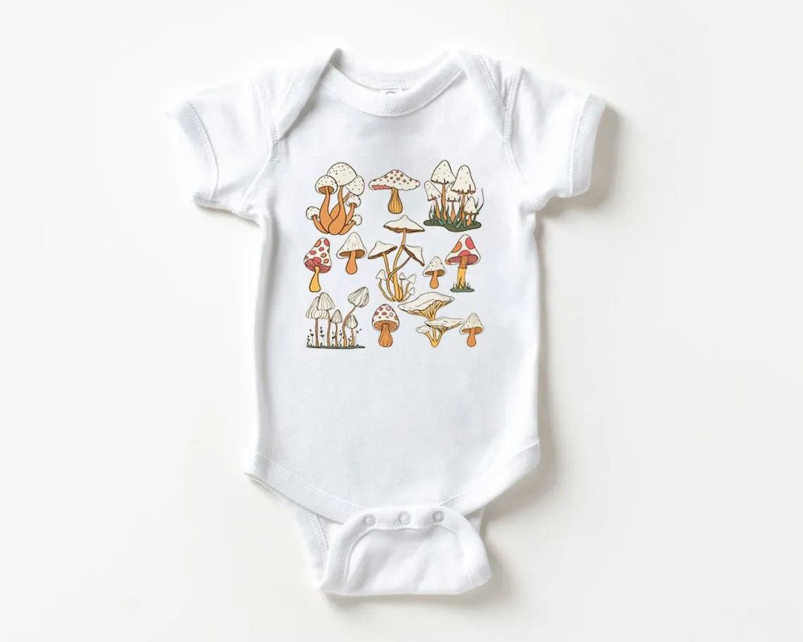 Cute Baby Onesies - Cute Mushroom Neutral Gender - Announcement Newborn Gift for Baby Shower Gift