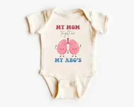 Cute Baby Onesies - My Mom Taught Me My ABG's - Respiratory Therapist Baby Reveal Newborn Baby Gift