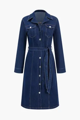 Denim Pocket Belted Outerwear