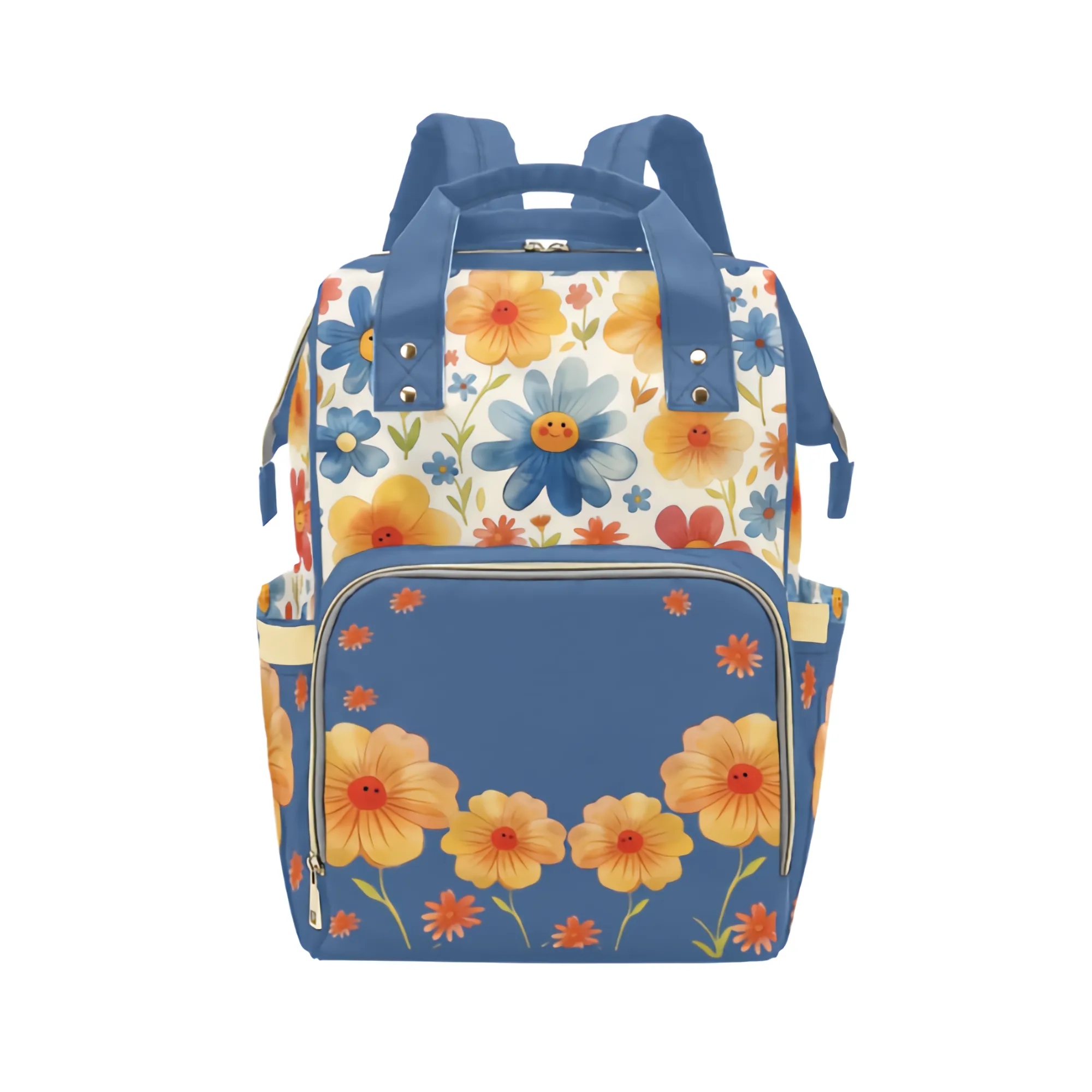 Diaper Bag Backpack - Watercolor Floral Smileys Girls Personalized Diaper Backpack