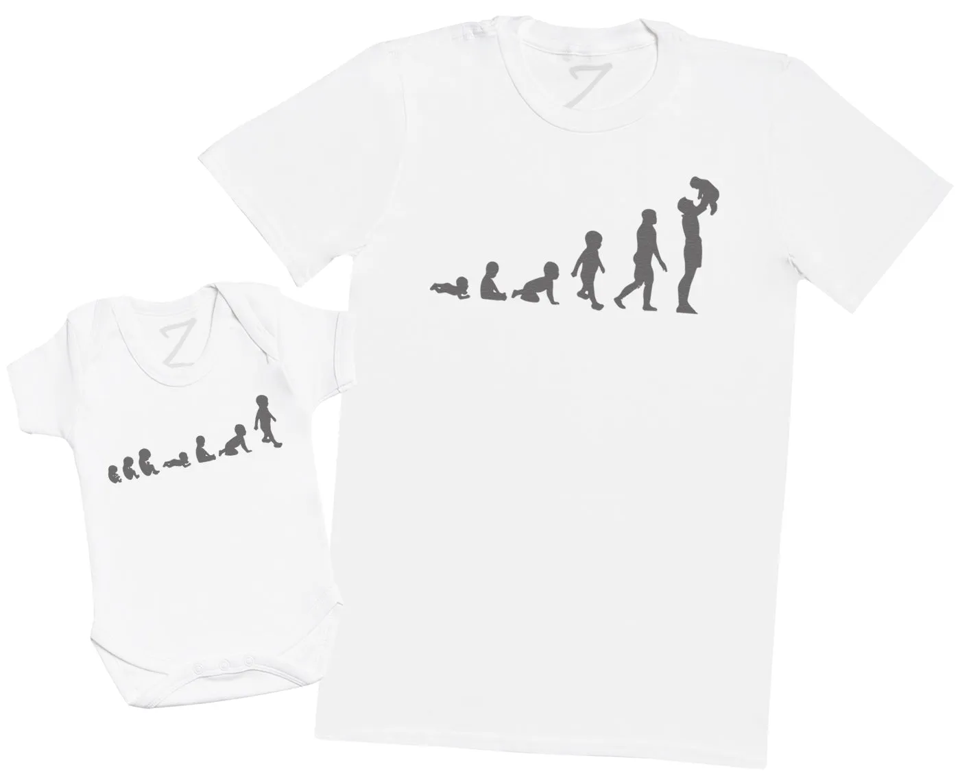 Evolution To A Baby & Dad - Mens T Shirt & Baby Bodysuit - (Sold Separately)