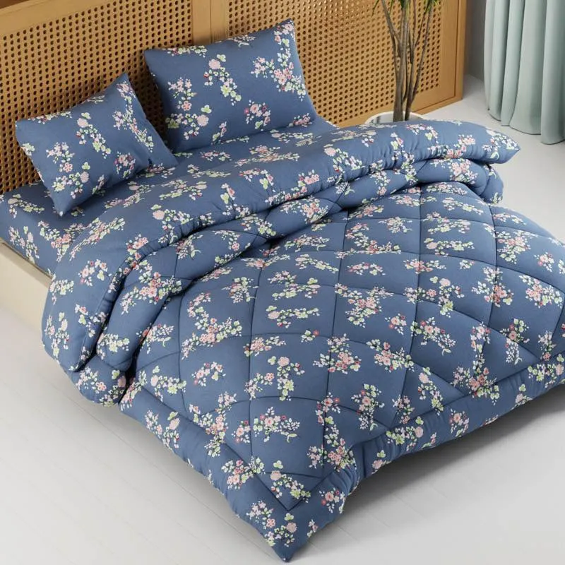 Fauna Floral Bedding Set(Blue) -  Four Piece Set