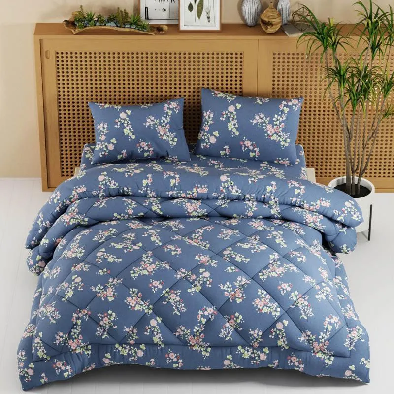 Fauna Floral Bedding Set(Blue) -  Four Piece Set