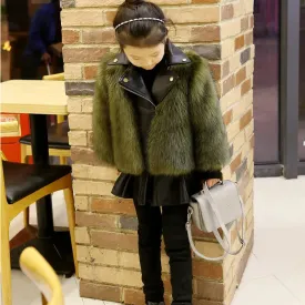 Faux Children Leather Coat