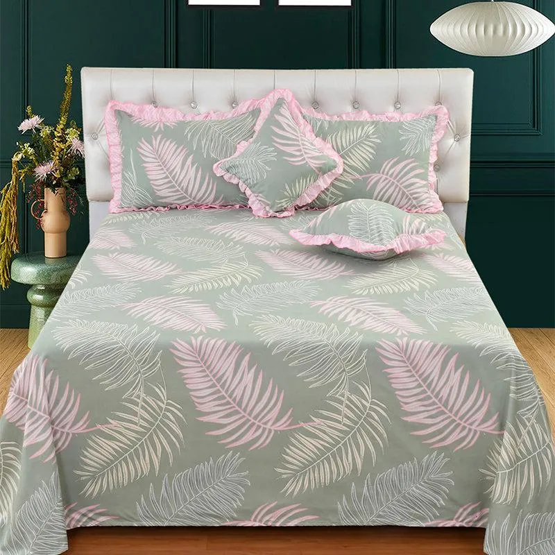 Fern Fancy Frilled Bedding Set - Five Piece Set