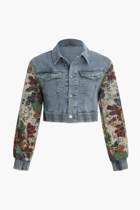 Floral Denim Patchwork Outerwear