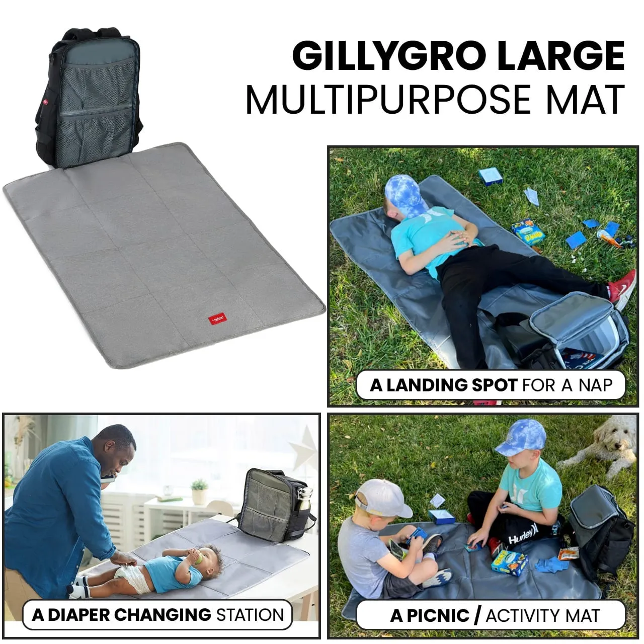 GillyGro Pro | 5-in-1 Multifunction Parent Backpack Set with Inbuilt Booster and 13" Laptop Pocket | Gray